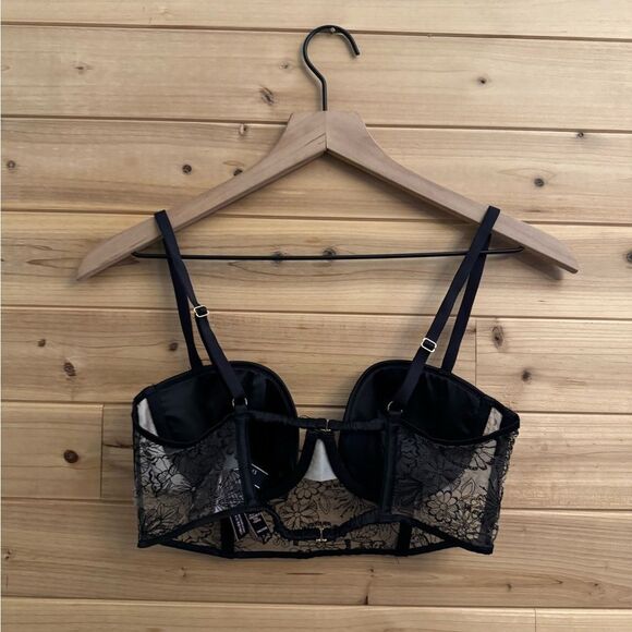 NWT Victorias Secret Size 34C Underwire Embroidered Metallic Push Up Bustier Bra - Picture 6 of 14